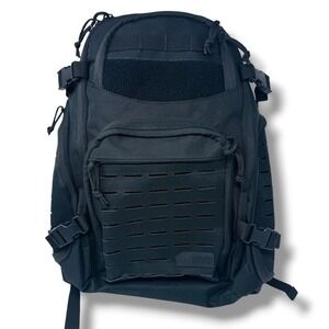 Highland Tactical Stealth Heavy Duty Black Molle Backpack Military Style Bag